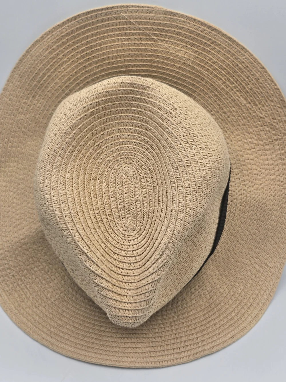J.Crew Factory Straw Fedora Hat Natural Black Band M/L Packable Summer Sun Hat